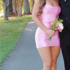 Oh Polly Strapless Pink Mini Dress